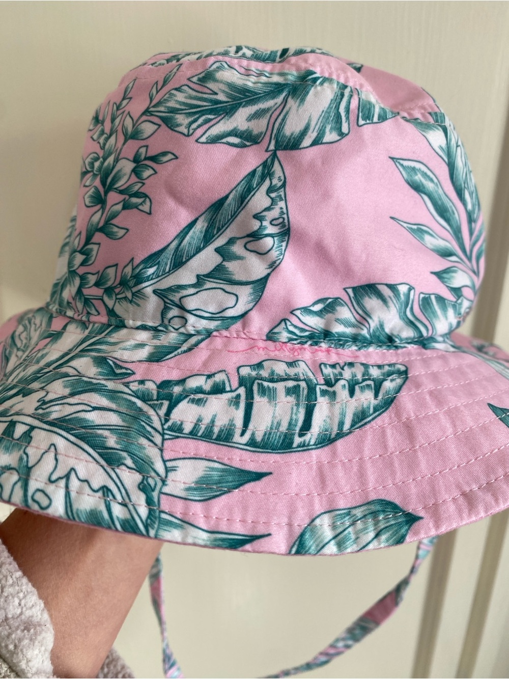Kids Tropical Print Bucket Hat - Pink